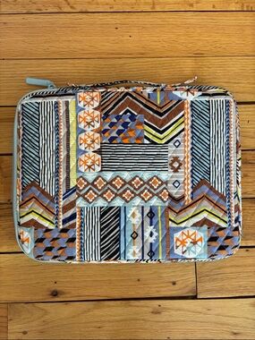 Vera Bradley Quilted Tablet Sleeve in Light Blue, Orange, Brown Pattern